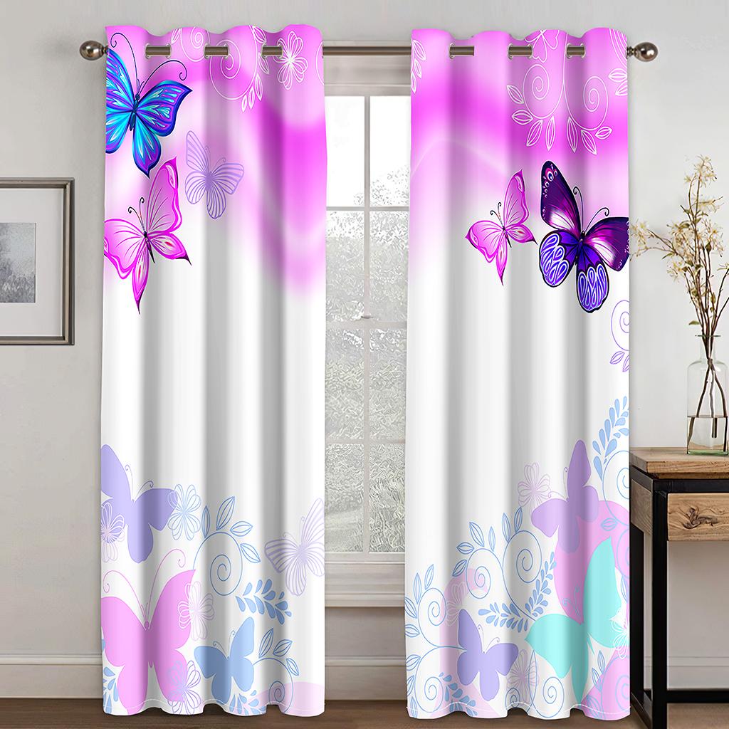 Red Rose Printed Window Curtain, Digital Printing, Bedroom, Living Room, 2 Pieces of Narrow Width, Aesthetically Cortinas