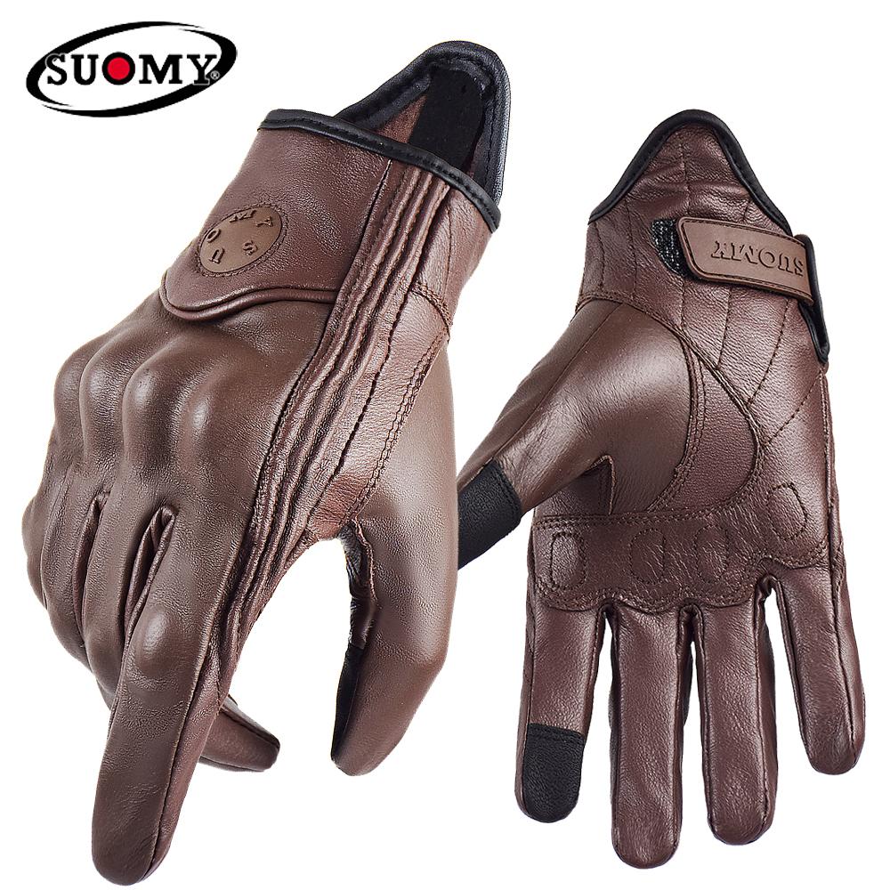 SUOMY Leather Bike Bicycle Off-road Hand Gloves Touch Screen Motorcycle Riding Sports Racing Gloves Men Winter Motocross Gloves