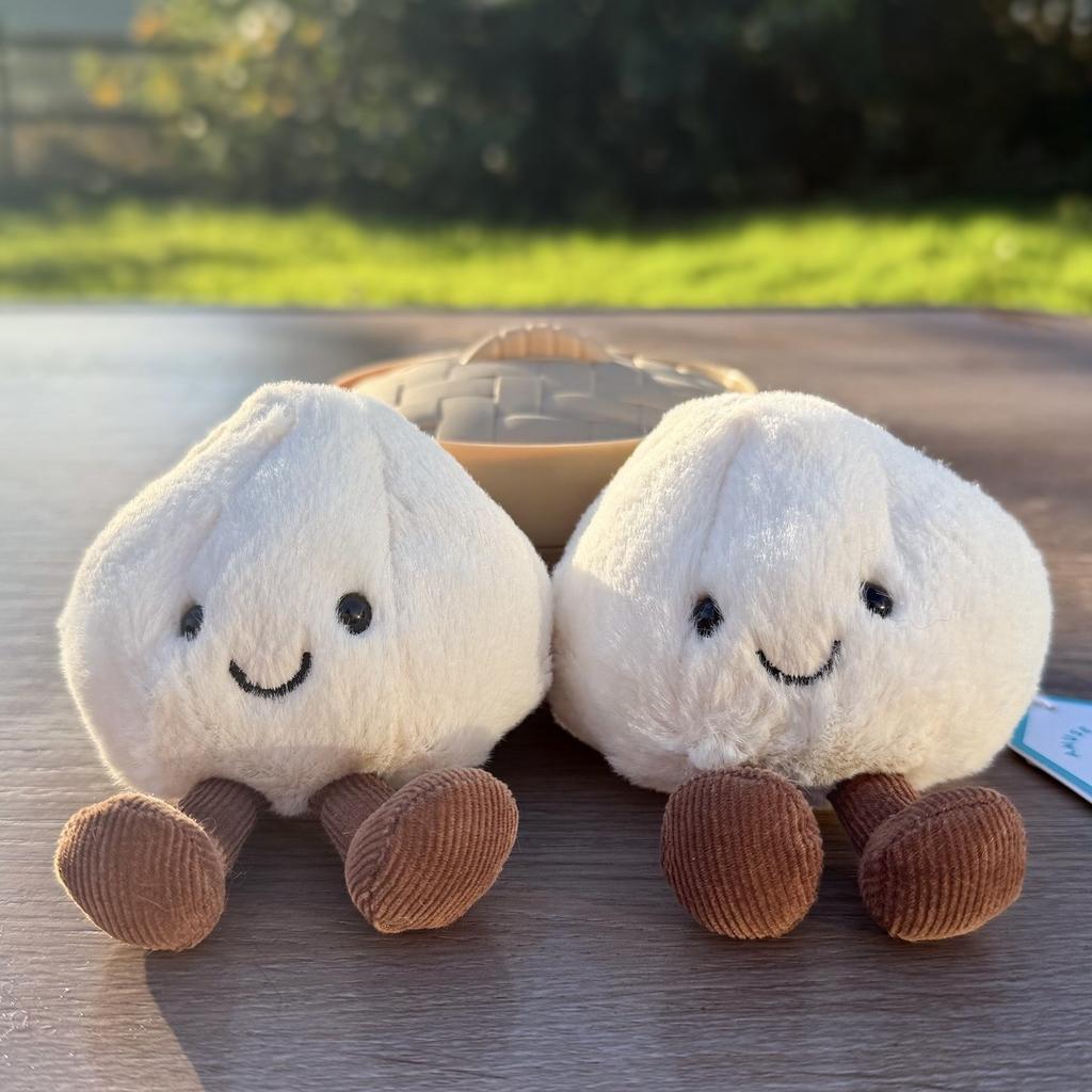 Cute Small Steamed Bun Plush Toy Yoyo Xianxian Adorable Food Stuffed Doll with Smiling Face Legs Soft Plushie Home Decor Gift