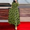 Women's Long Sleeve Round Neck Polka Dot Print Elegant Long Dress