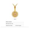 Vintage Gold Ruby Rose Pendant Rotating Octagonal Compass with Red Corundum and Diamond Imitation Jewelry