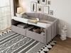 Upholstered Bed Sofa Bed 90*200 cm, With Hydraulic Storage, With Slatted Frame and Armrests, Classic Striped, Single Bed, Velvet Fabric, Light Grey