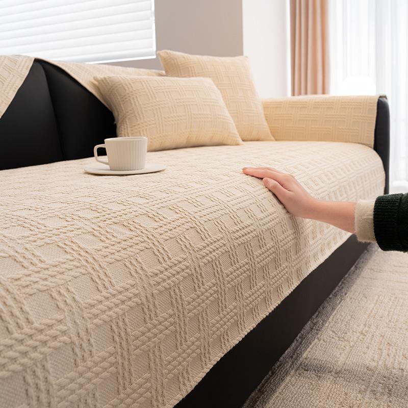 Новая хлопково-льняная подушка для дивана, универсальная для всех сезонов, утолщенная нескользящая подушка для сиденья, однотонный чехол для дивана высокого класса, накидка