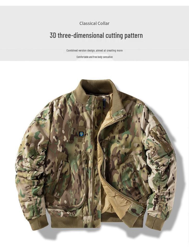 Мужская тактическая куртка-бомбер с воротником-стойкой на осень-зиму – Бейсбольная форма в стиле пилота ВВС