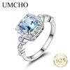 Роскошные обручальные кольца из серебра 925 пробы с небесно-голубым кубическим цирконием для женщин, модные ювелирные кольца