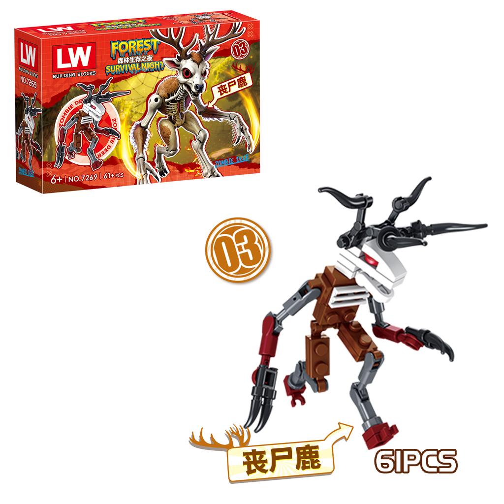 Non-Toxic 99 Nights In The Forest Block Toy Animal Deer Owl Figure Assembly Model Building Block Toy Gift For Children Kids Blind Box