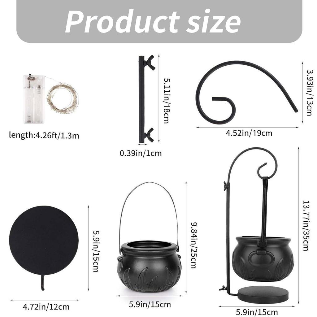 Halloween Witch Cauldron Metal Candy Bucket Container Tabletop Decoration For Spooky Party Centerpiece And Home