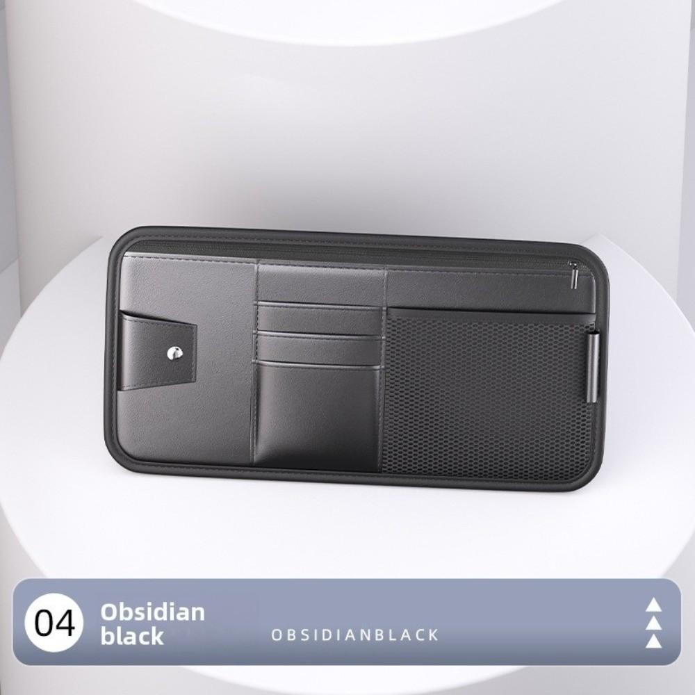 Large Capacity Car Sun Visor Organizer Solid Color Cards Holder Sunglasses Clip  Car Interior