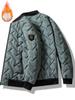 Men'S Casual Striped Polyester Jacket with Zipper, Baseball Collar, and Non-Stretch Fabric - Woven Fall/Winter Warmth Coat Outerwear, Thick