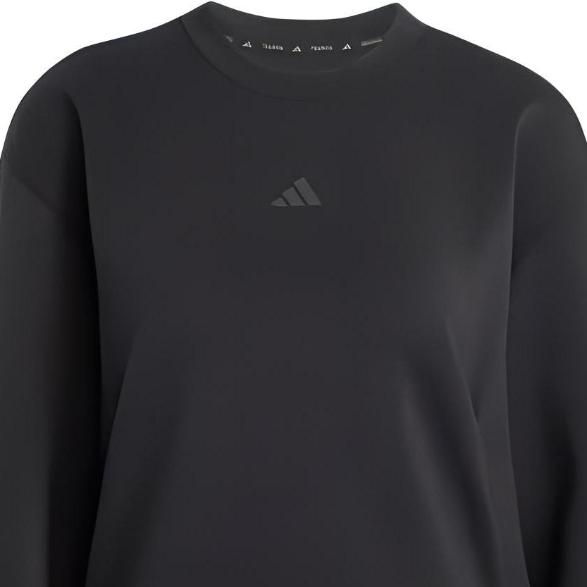 adidas Однотонный пуловер с круглым вырезом, свободный свитшот с длинным рукавом, женская толстовка, черный цвет JP2655