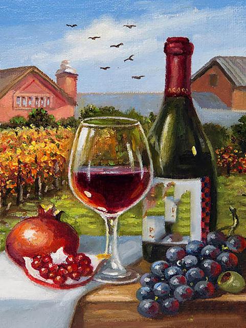 5D DIY Полный дрель Алмазная картина Фрукты серии Бутылка красного вина Алмазная мозаика Пейзаж Вышивка крестиком Наборы домашнего декора