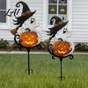 Metal Courtyard Ornaments Halloween Garden Stake Witch Pumpkin Yard Rust-Proof Outdoor Retro Style Sign Decoration for Lawn Patio Porch Pathway Gift