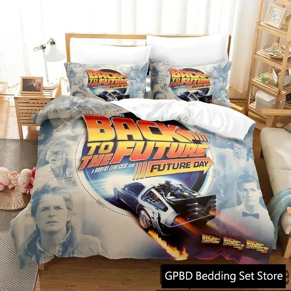 3D-принт «Назад в будущее» Комплект постельного белья Двуспальная кровать Твин King Пододеяльник Одеяло Наволочка Для мальчиков Девочек Взрослых Спальня