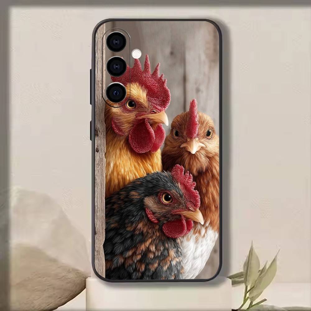 Chicken222 Phone Case Black Silicone Soft For Samsung Galaxy A73,A72,A71,A70,A53,A52,A51
