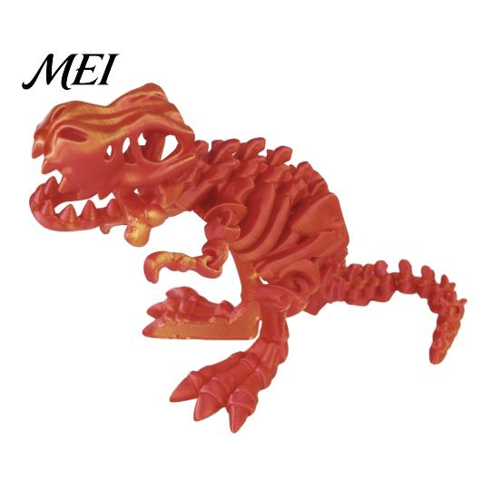 Flexible Dinosaur Figure 3D Printed Figure, Movable Joints Smooth Opening Decoration, Toy Gradient Metallic Texture Mini Bone Accessories Science Gift