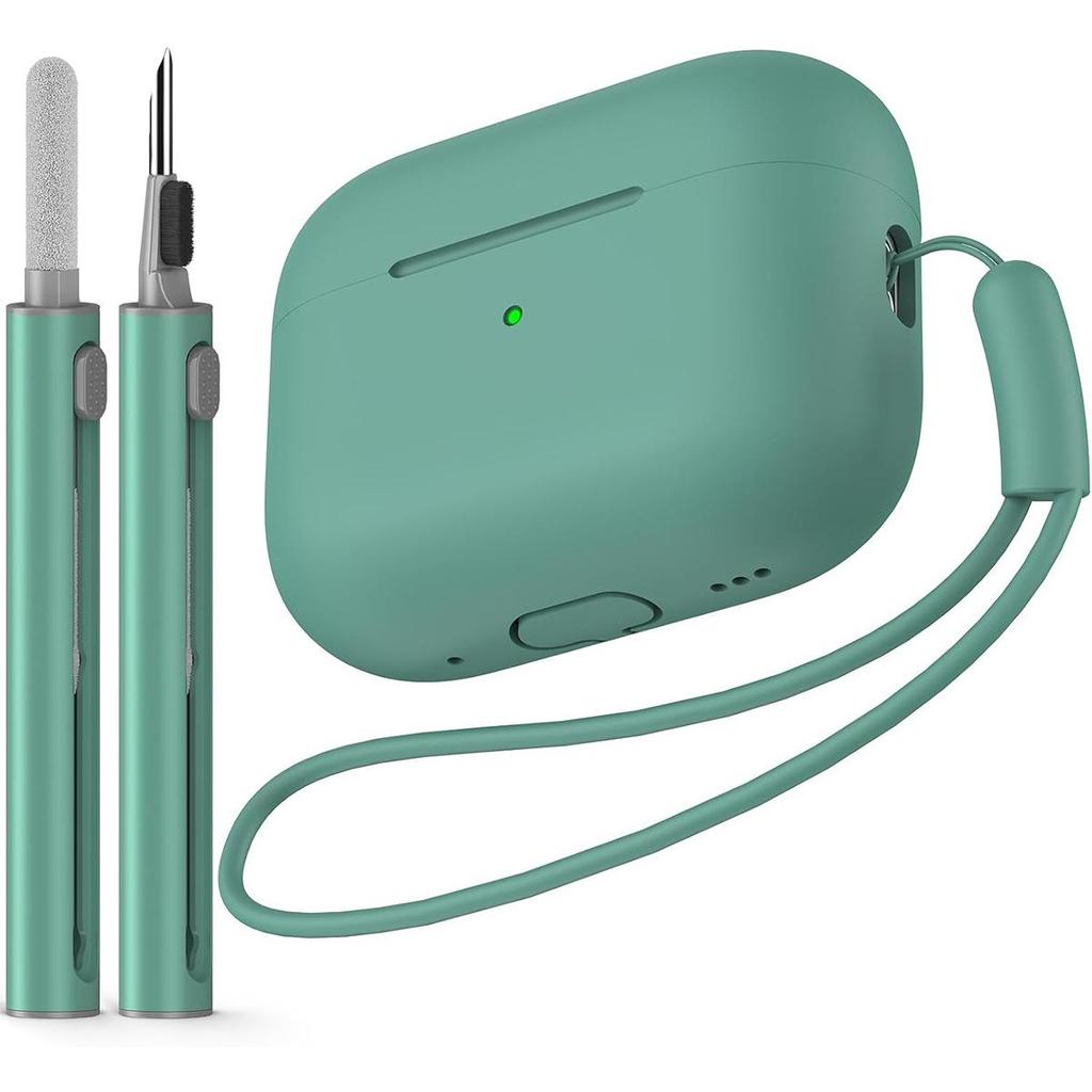 Силиконовый чехол для AirPods Pro 2 с чистящим карандашом и карабином