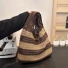 Woven Women Shoulder Bags Ladies Stripe Designer Knitted Braid Handbags Tote Summer Beach Shopper Purses
