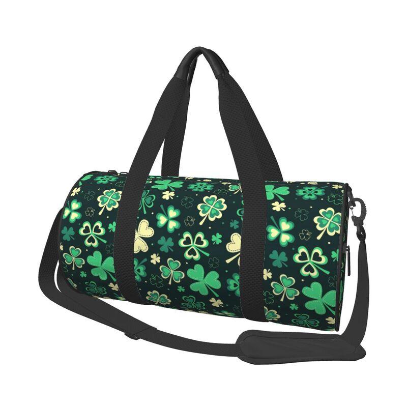 Irish Four Leaf Clovers Print Travel Duffel Bag Lightweight Waterproof Durable Handbags Yoga Gym Sports Bag Fitness Bags Gifts