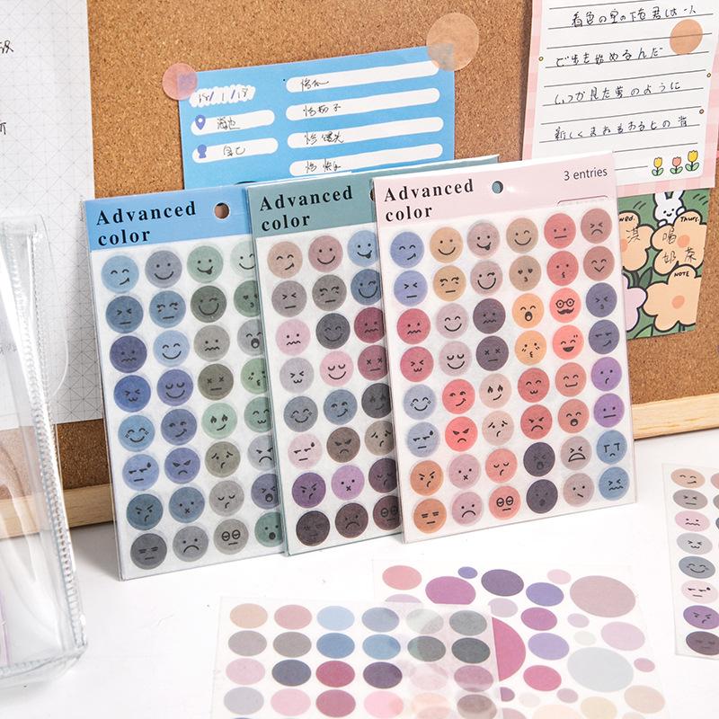 Gift Korean Version of Ins Polka Dot Smiley Face and Paper Sticker DIY Diary Account Decoration Material Label Sealing Sticker