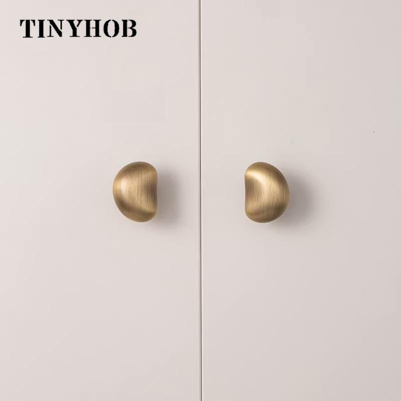 Solid Brass Cabinet Pulls Retro Bronze European Minimalist Irregular Knob for Wardrobe Drawer Cupboard Furniture Hardware