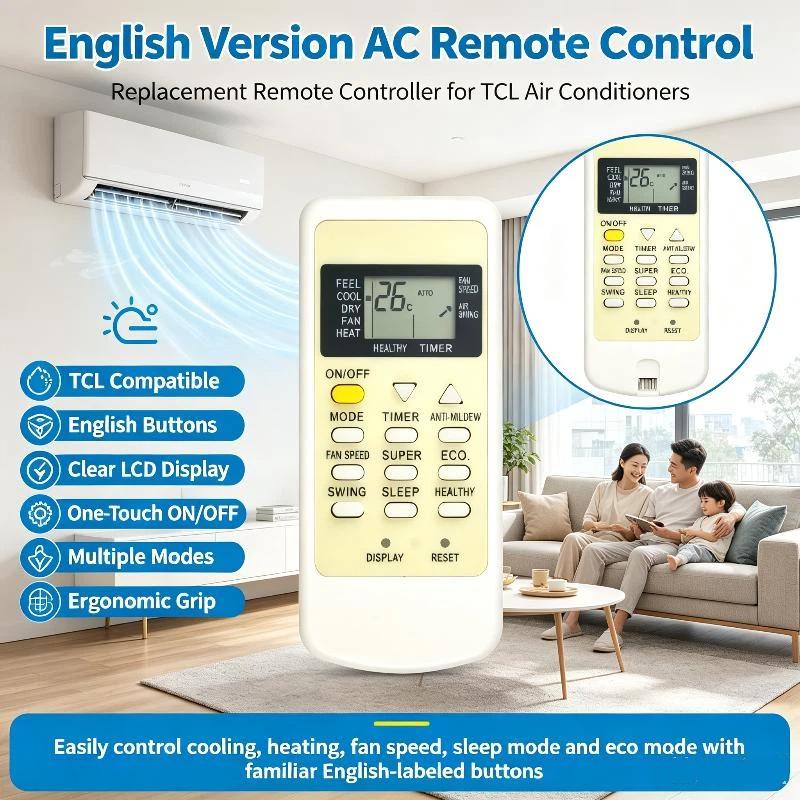 1Pcs Universal Replacement AC Remote Control GYKQ05 Fit for Multiple Brand Home Air Conditioner Easy to Use