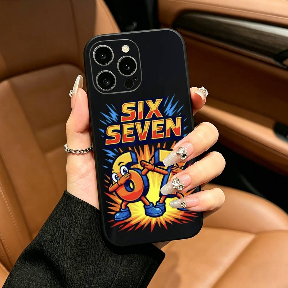 Чехол для телефона Steal A Brainrot Six Seven для iPhone 17,16,15,14,13,12,11 Pro Max,16Plus,XS Мягкий черный чехол