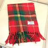 Korean Style Women's Red Plaid Winter Scarf - Thick, Warm Neckerchief, Perfect Christmas Gift for Students, 2024