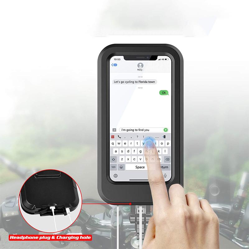 360°Rotation Adjustable Waterproof Motorcycle Phone Mount Cell Phone Holder for Motorcycle Bike Handlebars with Touch Screen