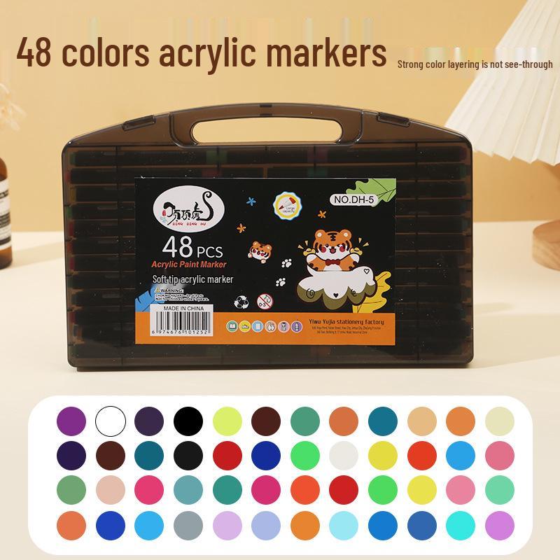 Acrylic & Watercolor Marker Set: 60 Acrylic Colors, 48 Water-Based Pens, 24 Waterproof Graffiti Pens for Children's DIY Drawing.