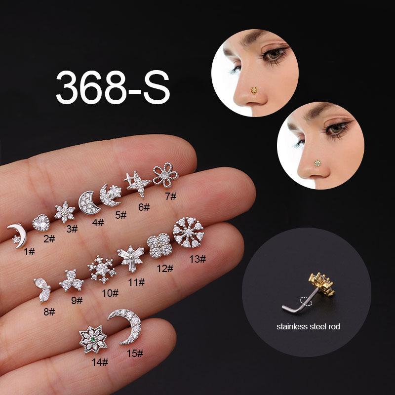Creative 20GL Stainless Steel Nose Stud with Micro-Inlaid Zircon - Stylish Body Piercing Jewelry