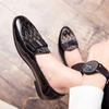 New British Men's Charm Bowite Dress Oxford Shoes Luxury Male Black Moccasins Wedding Prom Sapato Social Masculino