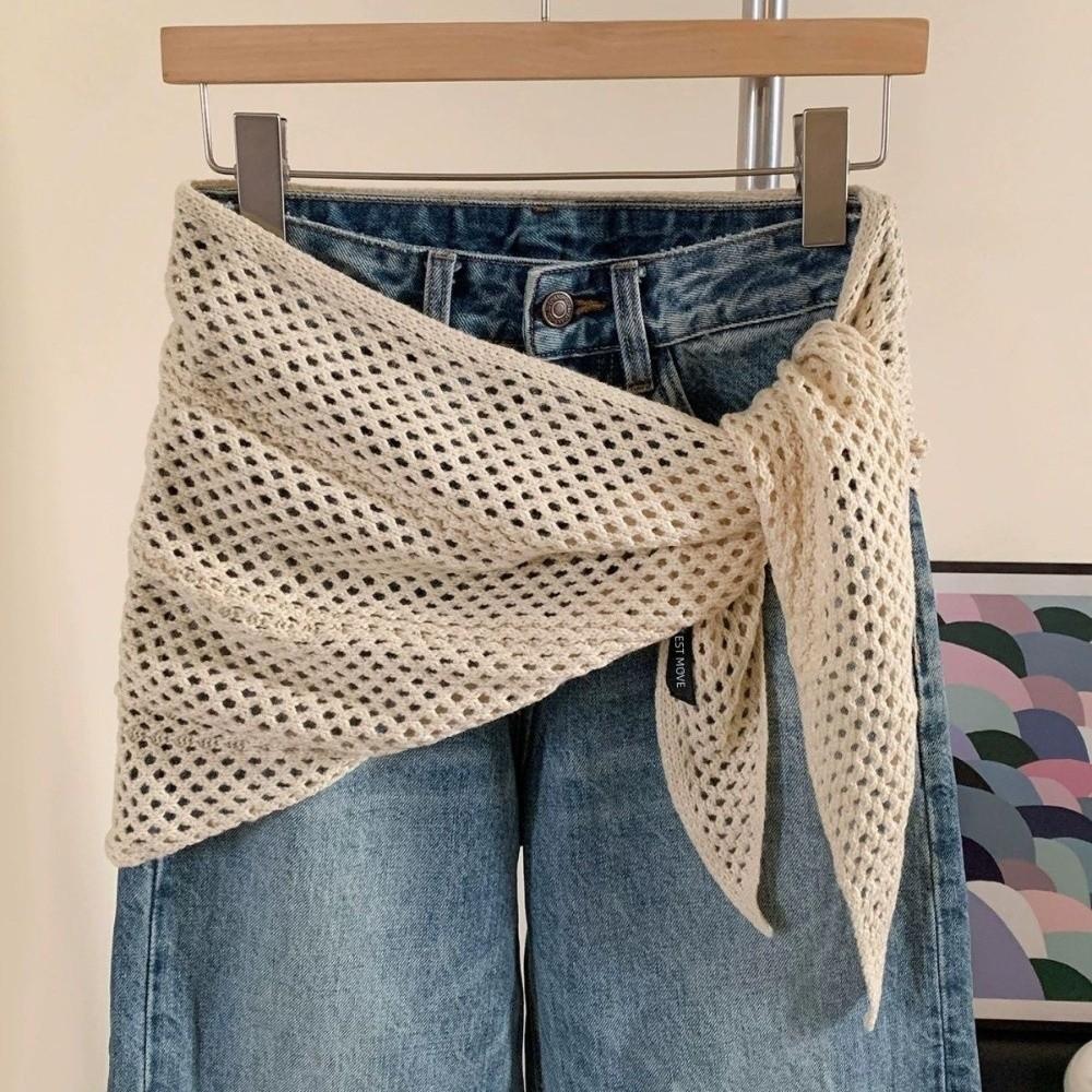 Lightweight Mesh Knit Neck Scarf Hollow Out Knit Triangle Shawl Hollow Out Shawl For Women
