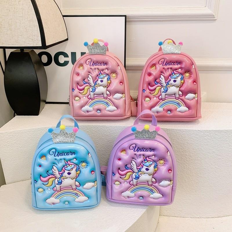 Adorable 3d Cartoon Kids Backpack Dusty Pink Oxford Cloth Breathable School Bag For Ages 3 To 5