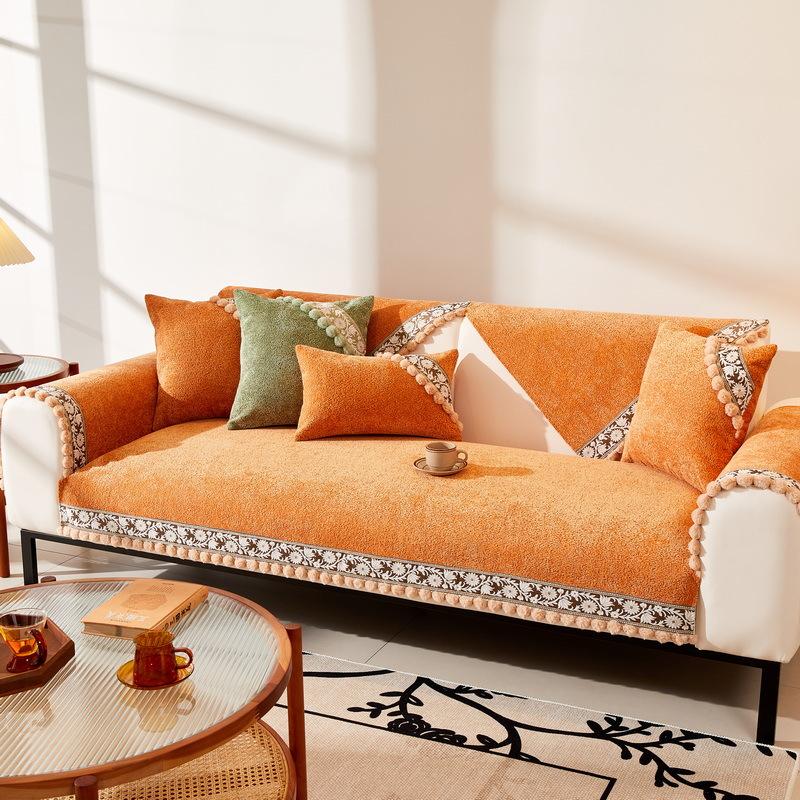 Новый Универсальный Чехол для Дивана на Четыре Сезона Нескользящий Простой Чехол-Подушка для Дивана Современный Кожаный Чехол для Дивана Шениль Плюшевый Мяч Подушка для Дивана