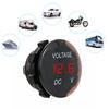 DC 10V-30V Round Digital Voltage Meter Car Motorcycle LED Voltmeter Voltage Tester for Car Moto ATV Boat 12V 24V Waterproof