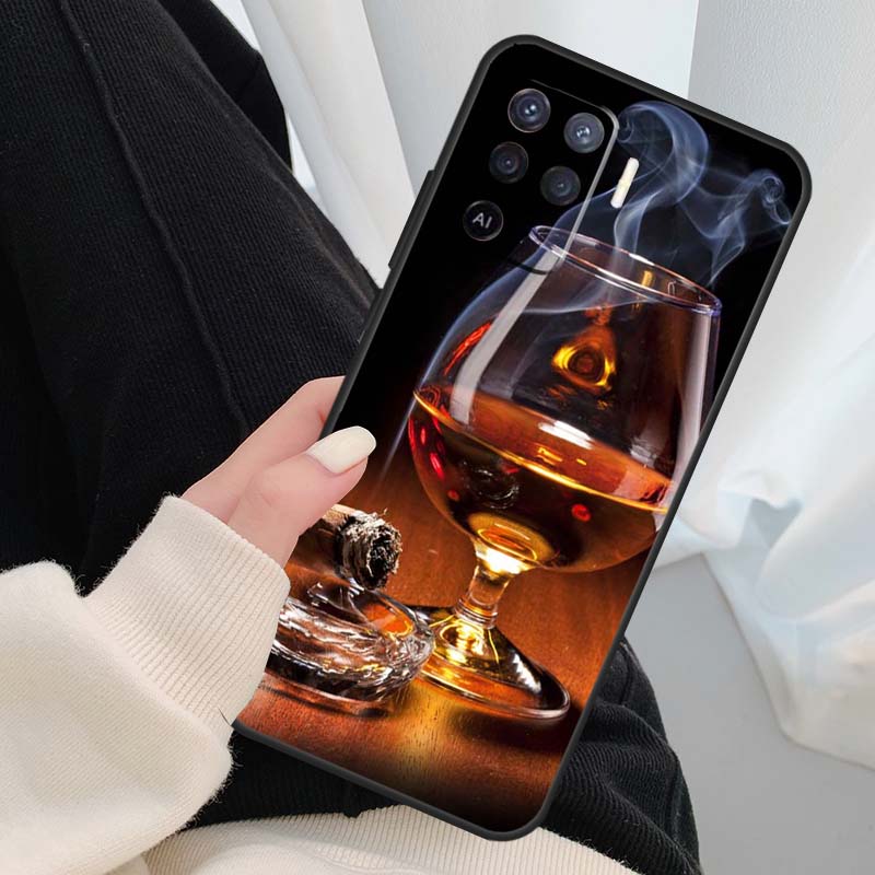Кейс для напитков с виски и льдом для сигар для Oppo A18 A38 A58 A78 A98 A80 A60 A40 A96 A76 A16 A94 A74 A54 A15 A17 A57 A77 A5 Pro