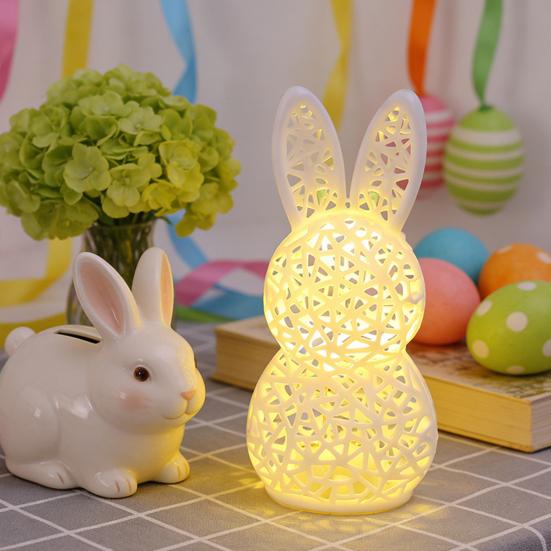 3D Printed Rabbit Lamp Hollow Bunny Night Light for Kid's Room Bedroom Nursery Easter Party Table