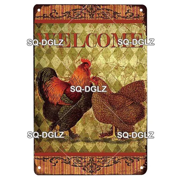 Chicken Zone Metal Sign Vintage Metal Plaque Plates Decor For Pub Bar Garden Wall Decor Tin Signs Fresh Eggs Poster