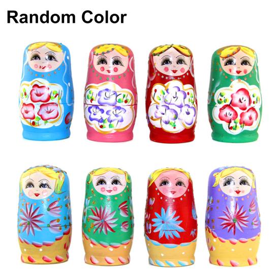 1 Set Nesting Doll Unique Pattern Wear Resistant Wood Girls Russian Stacking Dolls Desktop Decor for Home