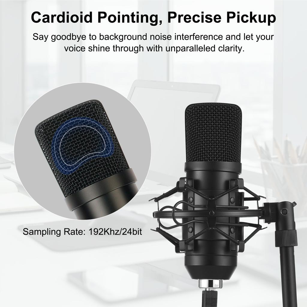 USB-микрофон, комплект игровых микрофонов, кардиоидный конденсаторный микрофон для подкастов с настольной подставкой, амортизирующее крепление