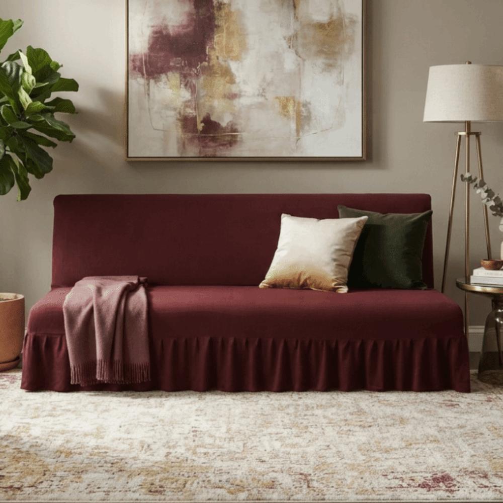 with Skirt Armless Futon Sofa Cover Elastic Sofa Slipcover Universal Couch Cover Home