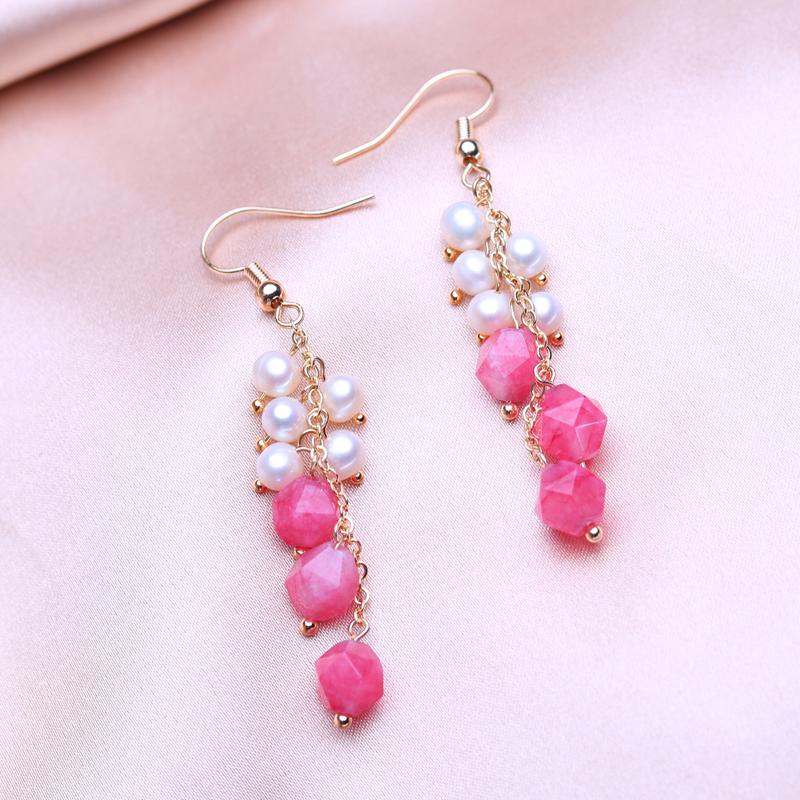 KNIKOO Серьги-капли с кисточками для женщин, модные серьги с натуральным пресноводным жемчугом, ювелирные изделия для подарков на свадьбу