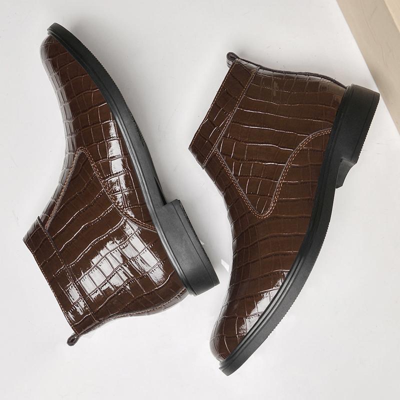 Классические мужские ботинки из натуральной кожи, повседневная деловая обувь в британском стиле, высококачественные ботильоны, теплые плюшевые меховые мужские зимние ботинки