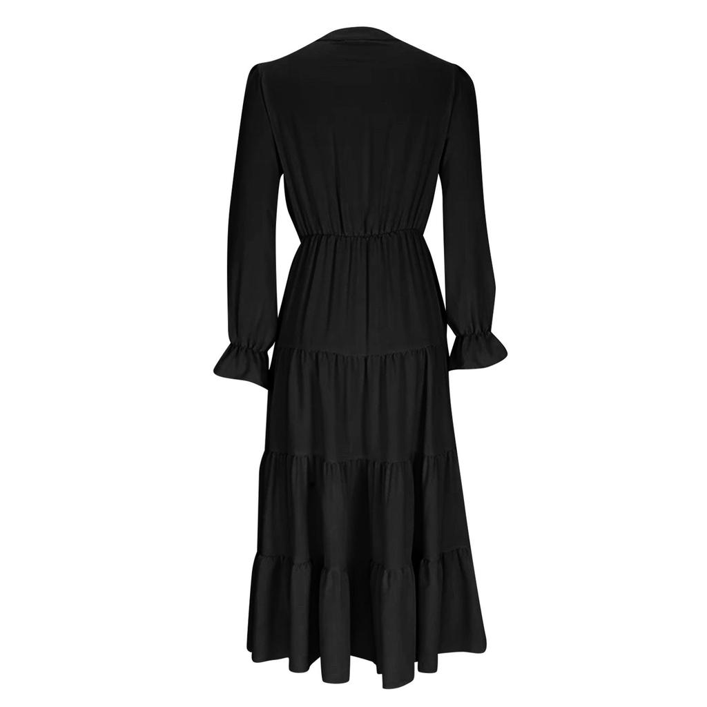 Женские модные свободные повседневные платья с V-образным вырезом и высокой талией