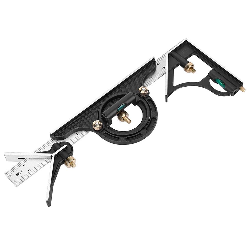 Stainless Steel Angle Ruler 0 180 Degrees Combination Tri Square 0.01 Protractor Measure Tool