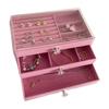 Plastic Velvets Jewelry Organizer 3 Drawers Stackable Display Case for Earrings Necklace Bracelets Accessories Holder