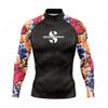 UPF 50 UV Protection Rash Guard Long Sleeve Top Diving Snorkeling Swimming Water Sports