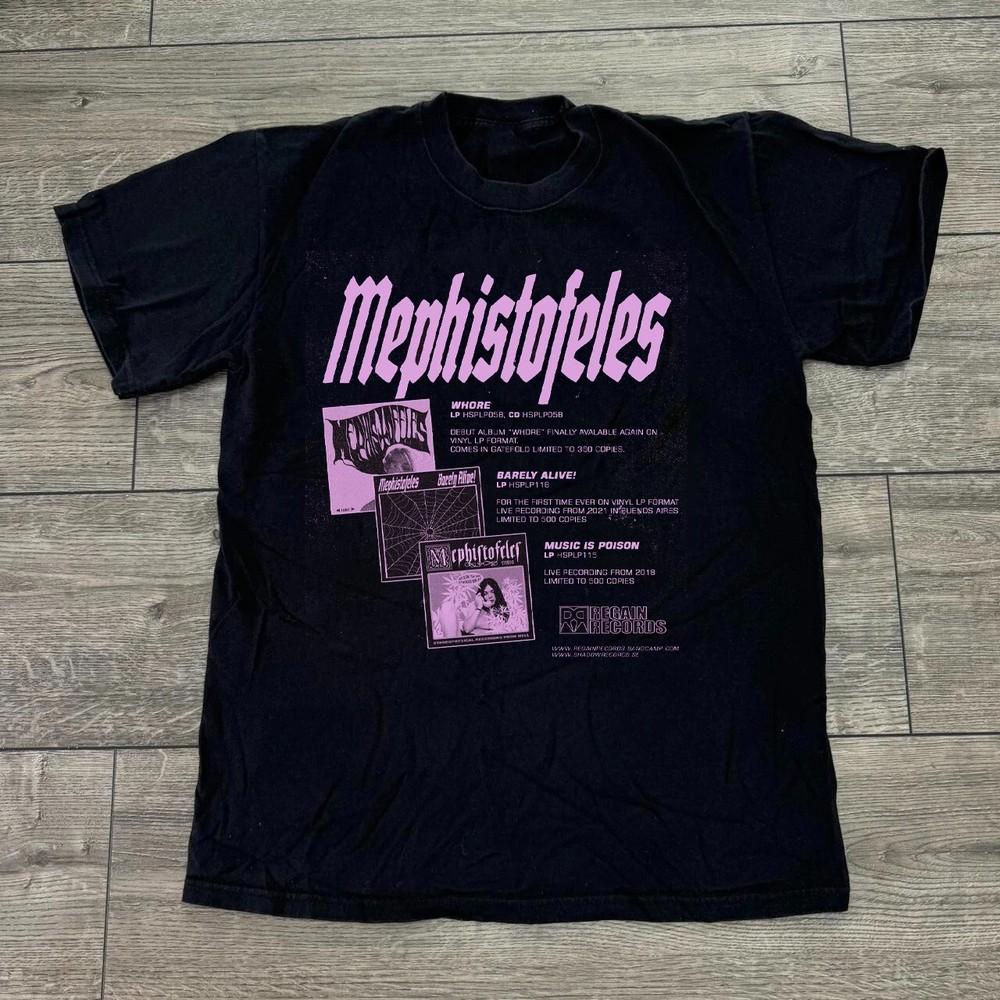 MEPHISTOFELES VINYL ATTACK Черный Цвет Полный Размер Унисекс KK2035 Унисекс Футболка