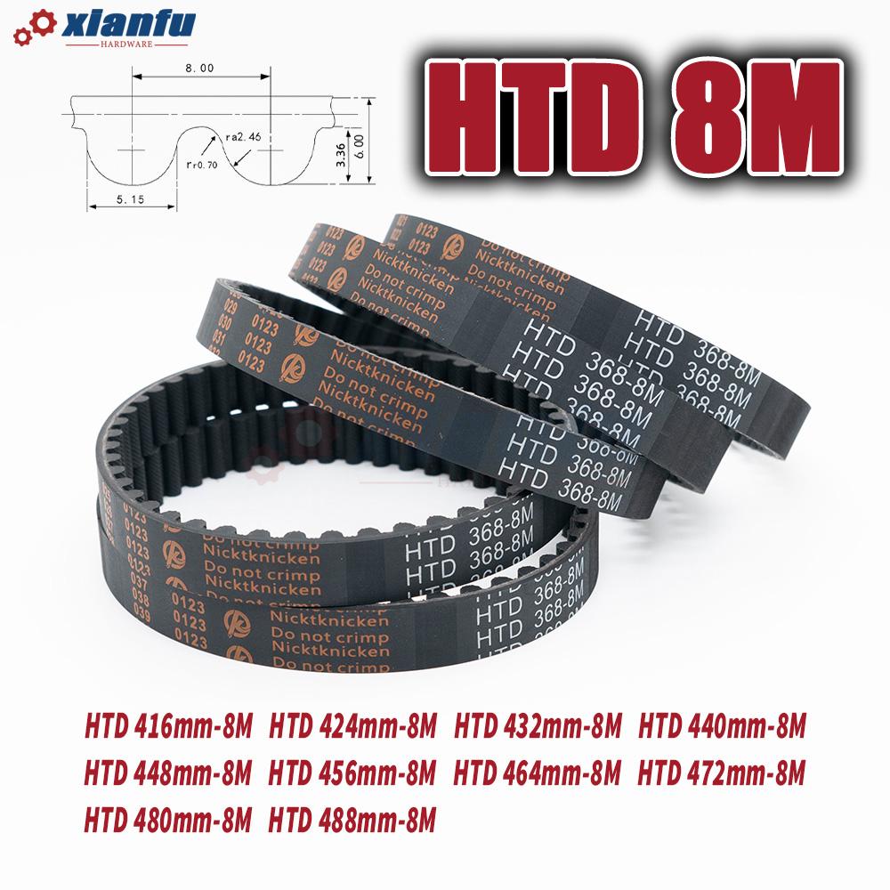 HTD 8M Timing Belt Rubber Perimeter 416 424 432 440 448 456 464 472 480 488mm Width 10~50mm HTD8M Drive Machine CNC Transmission