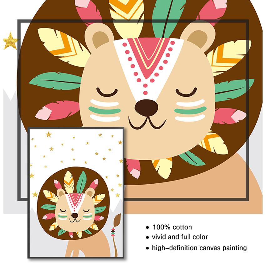 Painting Wall Pictures Kids Room Decor Bear Fox Lion Owl Raccoon Tent Dream Quotes Nordic S And Prints Wall Art Canvas